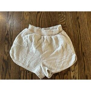 Aerie Womens XS Crinkle Gauzy Beige Cotton Shorts High Waist Lounge Summer Boho